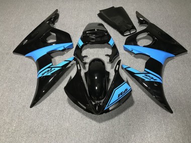 Gloss Black and Light Blue 03-04 R6 Fairings